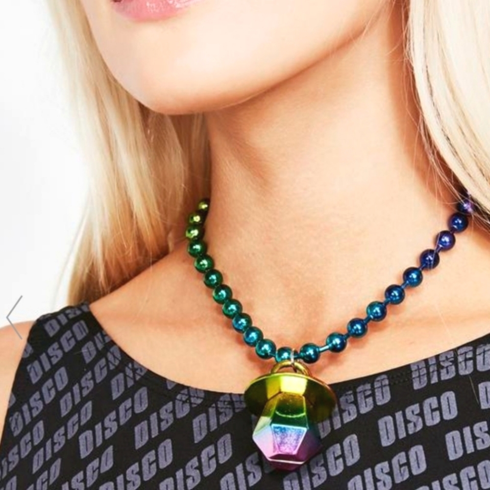 COPY - Dolls Kill Rainbow Metal Ring Pop Necklace